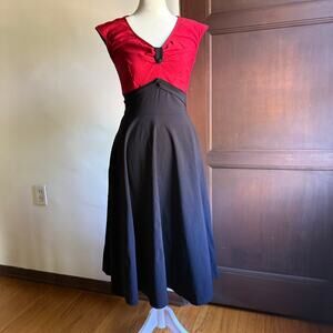 STOP STARING!  | Black and Red Cap Sleeve Neck Retro Swing Dress | Small